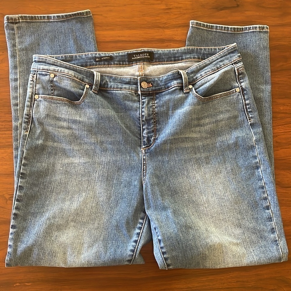 Talbots Flawless 5-Pocket Straight Jeans Medium Wash | Size 16